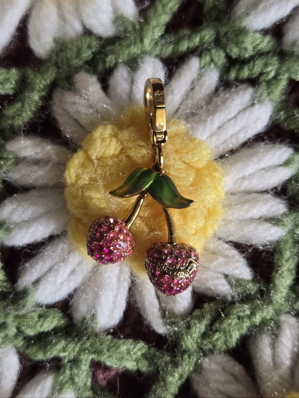 Juicy Couture Pink Gradient Rhinestone Cherry Charm